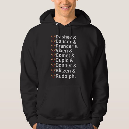 Rendieren Namen Rudolph Sinterklaas Lelijke Kerstm Hoodie (Voorkant)