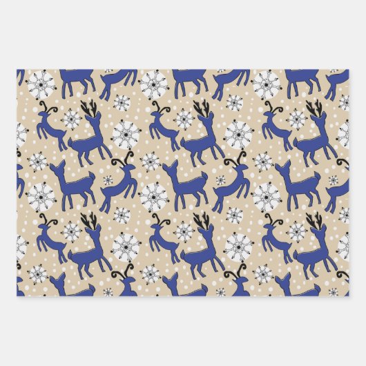 rendieren op blauw en bruin inpakpapier vel (Voorkant 2)