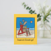 Rendieren op het strand feestdagenkaart (Staand voorkant)