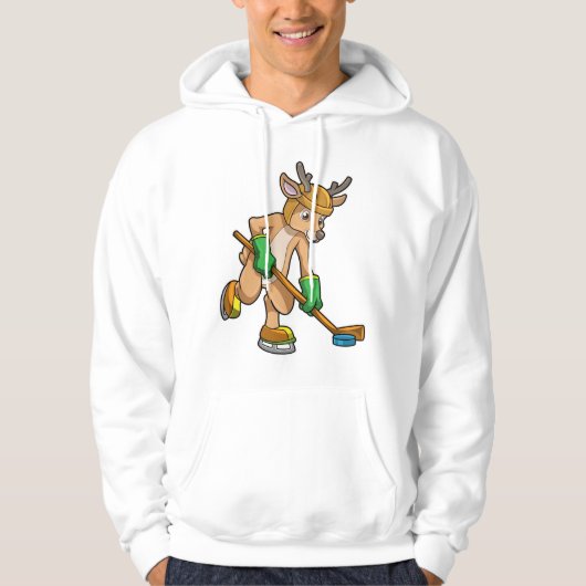 rendieren op ijshockey met ijshockeystick hoodie (Voorkant)