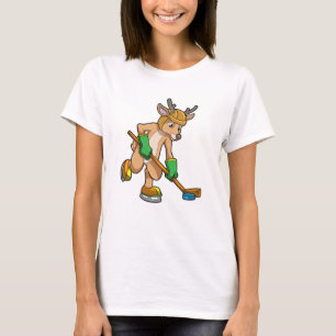 rendieren op ijshockey met ijshockeystick t-shirt