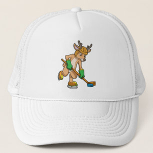 rendieren op ijshockey met ijshockeystick trucker pet