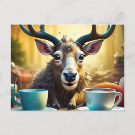 Rendieren op koffie Klaar om Kerstmis te rijden Briefkaart
