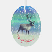 rendieren op winterdag glas ornament (Voorkant links)