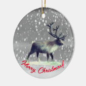 rendieren op winterdag keramisch ornament (Links)
