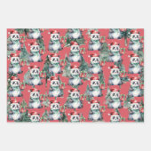 Rendieren, Panda Beer voor Kerstmis Inpakpapier Vel (Voorkant 3)
