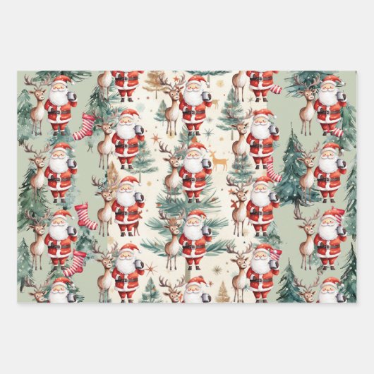 Rendieren, Panda Beer voor Kerstmis Inpakpapier Vel (Voorkant)