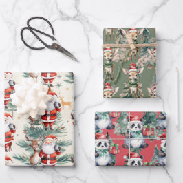 Rendieren, Panda Beer voor Kerstmis Inpakpapier Vel