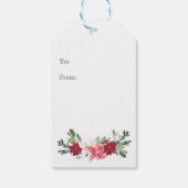 Rendieren, Poinsettias, dennen kerstcadeau Tags Cadeaulabel (Achterkant)