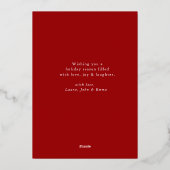 Rendieren & slee Kerst foto goud  Folie Feestdagenkaart (Achterkant)