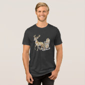 Rendieren Sleigh Mannen Tri-Blend Shirt (Voorkant volledig)