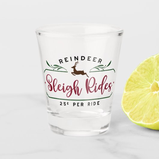 rendieren Sleigh Rides Shot Glas (Voorkant)