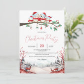 Rendieren, Sneeuwberg, Uil Kerstfeest Save The Date (Staand voorkant)