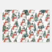 Rendieren, Sneeuwmannen, Eekhoorns voor Kerstmis Inpakpapier Vel (Voorkant 3)