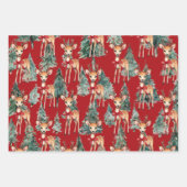 Rendieren, Sneeuwmannen, Eekhoorns voor Kerstmis Inpakpapier Vel (Voorkant)