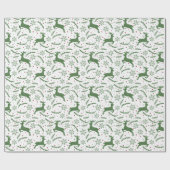 Rendieren & Sneeuwvlok Yule Kerst Groen Cadeaupapier (Vlak)