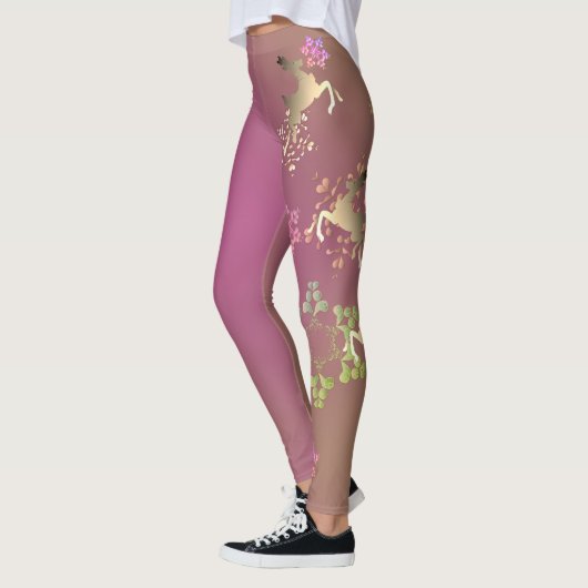 Rendieren & sneeuwvlokken Paarse Leggings (Links)