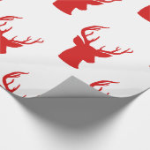 rendieren | Stag | Antler Red Holiday Pattern Cadeaupapier (Hoek)