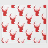 rendieren | Stag | Antler Red Holiday Pattern Cadeaupapier (Vlak)