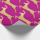 rendieren | Stag | Goudolie | Vakanenroze Cadeaupapier (Hoek)