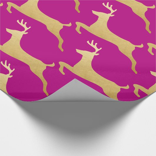 rendieren | Stag | Goudolie | Vakanenroze Cadeaupapier (Hoek)