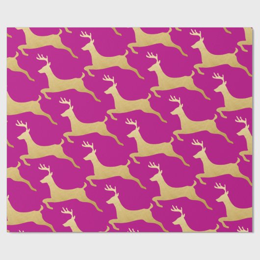 rendieren | Stag | Goudolie | Vakanenroze Cadeaupapier (Vlak)