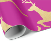 rendieren | Stag | Goudolie | Vakanenroze Cadeaupapier (Rol Hoek)