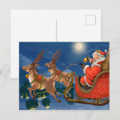 Rendieren trekken aan Kerstman slee | Kerstmis Feestdagenkaart (Voorkant / Achterkant)