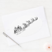 Rendieren trekken Santa's Sleigh. Ovale Sticker (Envelop)
