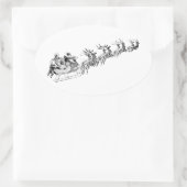 Rendieren trekken Santa's Sleigh. Ovale Sticker (Tas)