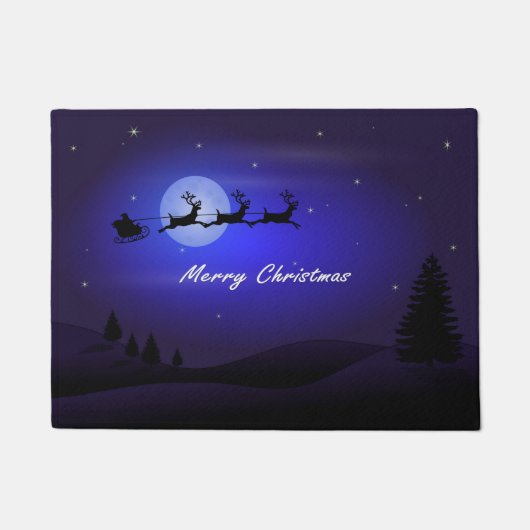 Rendieren trekken slee van de Kerstman Deurmat (Voorkant)