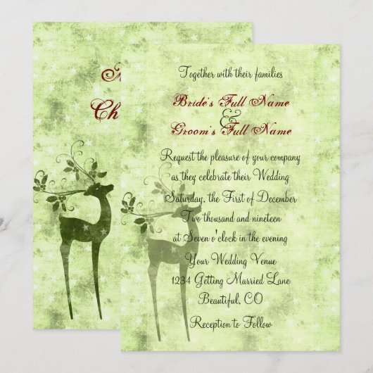 rendieren vakantie winter bruiloft uitnodiging (Voorkant / Achterkant)