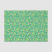 Rendieren & vogels groen kerstpapier tissuepapier (Voorkant)