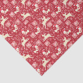 Rendieren & vogels rood kerstpapier tissuepapier (Detail)