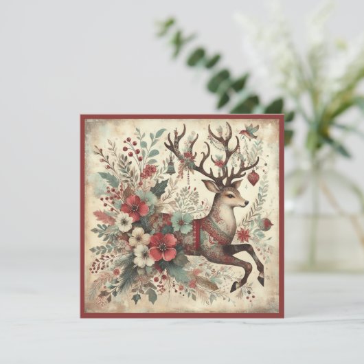  rendieren Vrolijk kerstfeest Feestdagenkaart (Staand voorkant)