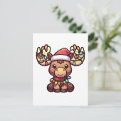 Rendieren Vrolijk Kerstmis Winter Dieren Moose Feestdagenkaart (Staand voorkant)