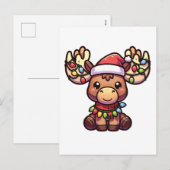 Rendieren Vrolijk Kerstmis Winter Dieren Moose Feestdagenkaart (Voorkant / Achterkant)