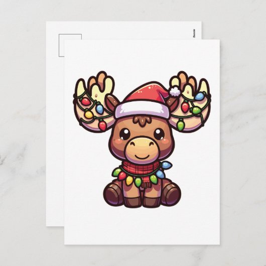 Rendieren Vrolijk Kerstmis Winter Dieren Moose Feestdagenkaart (Voorkant / Achterkant)