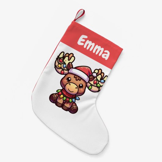 Rendieren Vrolijk Kerstmis Winter Dieren Moose Kleine Kerstsok (Voorkant (Hangend))