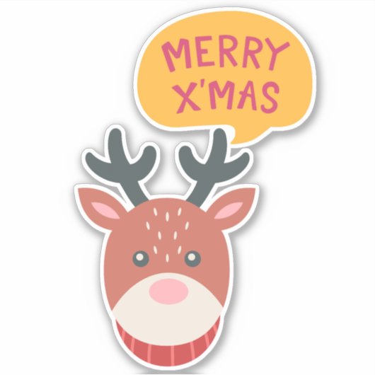 rendieren vrolijke kerst sticker (Voorkant)