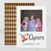  rendierfamilie foto's feestdagenkaart (Voorkant / Achterkant)