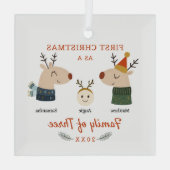 Rendierfamilie van drie eerste kerstdagen glas ornament (Achterkant)
