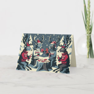 Rendierfamilie versiert koekjes Kerstkaart Feestdagen Kaart