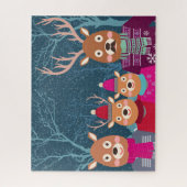 Rendierfamilie Winterpuzzel Legpuzzel (Verticaal)
