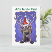 Rendierfeest in Santa Hat Holiday Kaart (Staand voorkant)