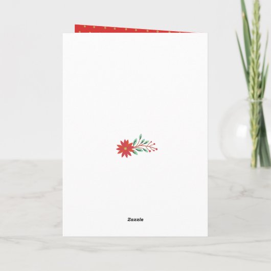 RendierFloral | Poinsettia Pine Bough Happy Feestdagen Kaart (Achterkant)