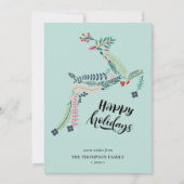 RendierFloral | Poinsettia Pine Bough Happy Feestdagenkaart (Voorkant)