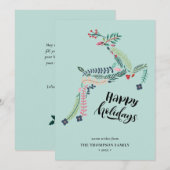 RendierFloral | Poinsettia Pine Bough Happy Feestdagenkaart (Voorkant / Achterkant)