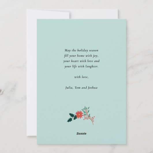 RendierFloral | Poinsettia Pine Bough Happy Feestdagenkaart (Achterkant)