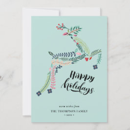 RendierFloral | Poinsettia Pine Bough Happy Feestdagenkaart